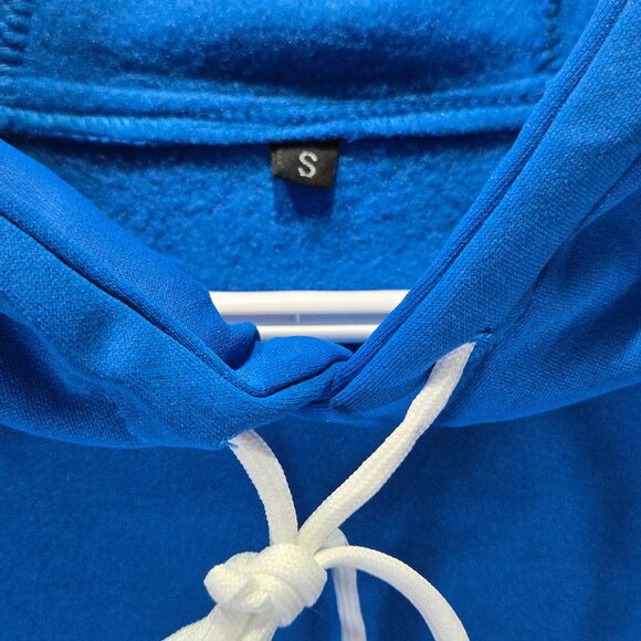 New Men’s Blue & Gray Loose Fit Hoodie Sweater – Size Small - Picture 3 of 5